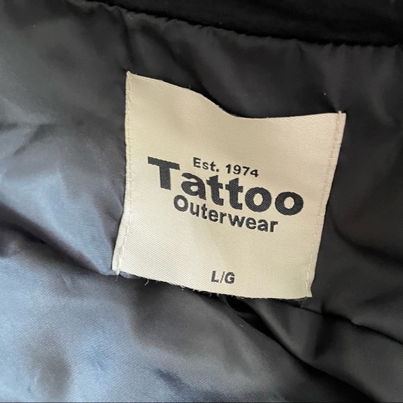 Tattoo black grey white  striped lined hooded spring fall jacket - Picture 9 of 10